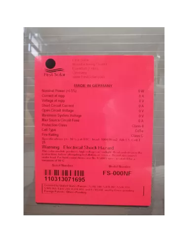 First Solar FS-000NF, nicht funktionsfähiges, ästhetisches Solarpanel für den Außenbereich